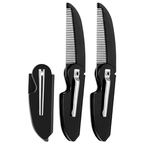 Heanvmyss 3PCS Folding Mustache Comb Falten Kamm Männer,Faltbarer Taschenbartkamm,Frisurkamm,Herrenkamm Klein,Klappkamm für Herren,Salon,Zuhause,Styling von Heanvmyss