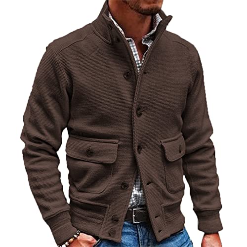 Hearda Herren Strickjacke mit Knopfleiste, Herbst & Winter V Ausschnitt Warme Gestrickt Cardigan Langen Ärmeln Strickmantel Moderne Wintermantel für Männer von Hearda