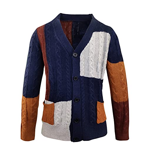 Hearda Herren Strickjacke mit Knopfleiste, Herbst & Winter V Ausschnitt Warme Gestrickt Cardigan Langen Ärmeln Strickmantel Moderne Wintermantel für Männer von Hearda