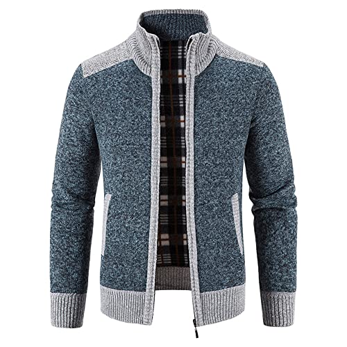 Hearda Herren Strickjacke mit Reissverschluss, Winter Stehkragen Gestrickt Cardigan Warm Langarm Wintermantel Strick Dicker Pullover Jacken für Winter und Übergang von Hearda