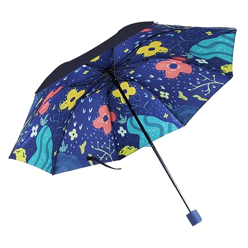 Hearda Regenschirm Manuell, 8 Rippen Taschenschirm Sturmfest Leicht Regenschirm Kompakt Schnelltrockend, Schützt vor Regen und Sonne, für Kinder Männer Frauen, Reise, Im Freien (Blumen) von Hearda