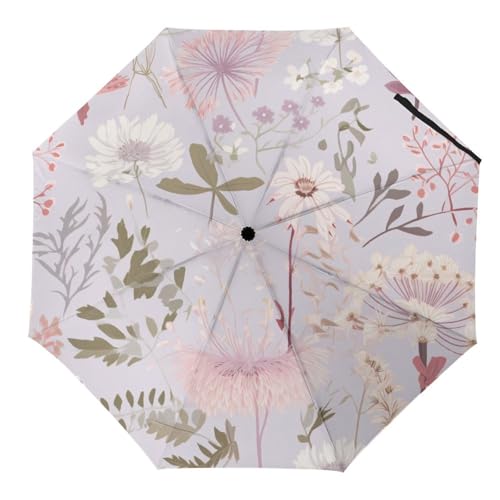 Hearda Regenschirm Manuell Öffnen, 3D Floral Muster Taschenschirm Sturmfest Regenschirm Wasserdicht Kompakt Sonnenschutz Reise Regenschirm für Damen Herren Kinder (Pflanze) von Hearda