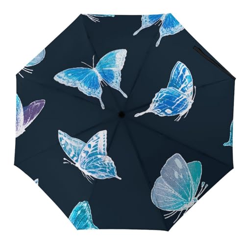 Hearda Regenschirm Manuell Öffnen, 3D Schmetterling Muster, Wasserdicht, UV-Schutz, Reise & Windfest, 90 cm Durchmesser, für Damen, Herren & Kinder von Hearda