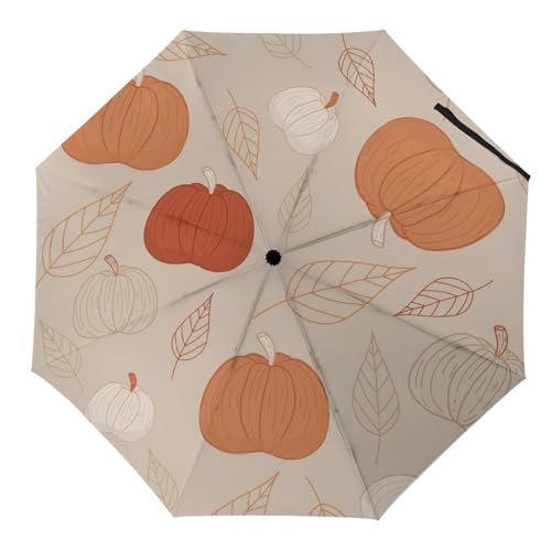 Hearda Regenschirm Manuell Öffnen, Frohes Erntedankfest 3D Drucken Taschenschirm Sturmfest Regenschirm Wasserdicht Sonnenschutz Reise Regenschirm für Damen Herren Kinder (Kürbis) von Hearda
