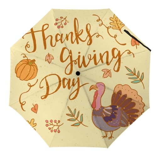 Hearda Regenschirm Manuell Öffnen, Frohes Erntedankfest 3D Drucken Taschenschirm Sturmfest Regenschirm Wasserdicht Sonnenschutz Reise Regenschirm für Damen Herren Kinder (Türkisch) von Hearda