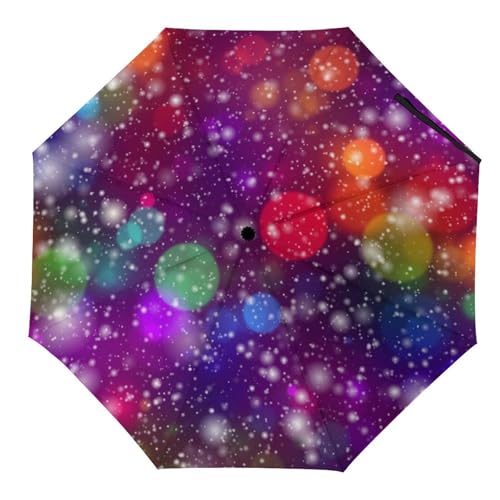 Hearda Regenschirm Manuell Öffnen,3D Polka Dots Muster Taschenschirm Sturmfest Regenschirm Wasserdicht Kompakt Schnelltrocknend Sonnenschutz Reise Regenschirm für Damen Herren Kinder (Traumhaft) von Hearda