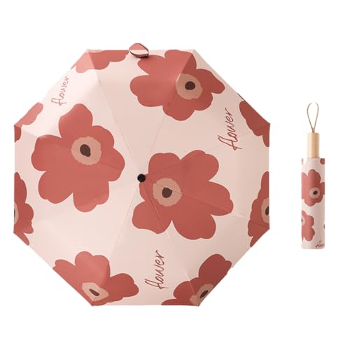 Hearda Regenschirm Sturmfest, 3D Blume Drucke Falt Regenschirm Groß Regenschirm Kinder Erwachsene Leicht und Kompakt Regenschirm für Reise, Im Freien (Rosa,Durchmesser 97cm) von Hearda