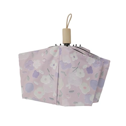 Hearda Regenschirm Sturmfest, 3D Blume Drucke Falt Regenschirm Groß Regenschirm Kinder Erwachsene Leicht und Kompakt Regenschirm für Reise, Im Freien (Violett,Durchmesser 100cm) von Hearda