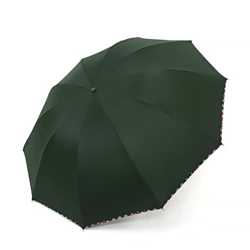 Hearda Regenschirm Sturmfest, Einfarbig Falt Regenschirm Groß Regenschirm Kinder Erwachsene Leicht und Kompakt Regenschirm für Reise, Im Freien (Dunkelgrün,Durchmesser 110cm) von Hearda