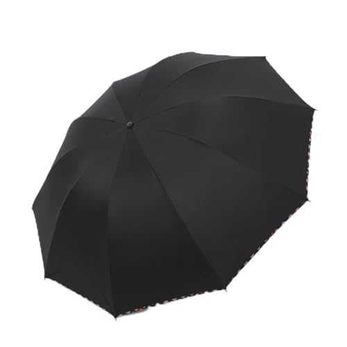 Hearda Regenschirm Sturmfest, Einfarbig Falt Regenschirm Groß Regenschirm Kinder Erwachsene Leicht und Kompakt Regenschirm für Reise, Im Freien (Schwarz,Durchmesser 110cm) von Hearda