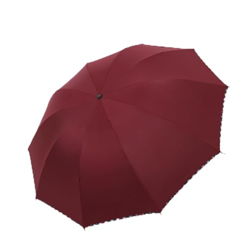 Hearda Regenschirm Sturmfest, Einfarbig Falt Regenschirm Groß Regenschirm Kinder Erwachsene Leicht und Kompakt Regenschirm für Reise, Im Freien (Weinrot,Durchmesser 110cm) von Hearda