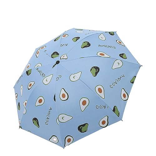 Hearda Regenschirm Sturmfest, Falt Regenschirm Groß Regenschirm Kinder Erwachsene Leicht und Kompakt Regenschirm für Reise, Im Freien, Rucksäcke (Blaue Avocado,Durchmesser 96cm) von Hearda