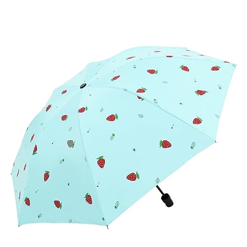 Hearda Regenschirm Sturmfest, Falt Regenschirm Groß Regenschirm Kinder Erwachsene Leicht und Kompakt Regenschirm für Reise, Im Freien, Rucksäcke (Blaue Erdbeere,Durchmesser 96cm) von Hearda