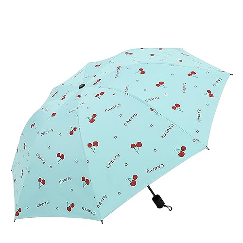 Hearda Regenschirm Sturmfest, Falt Regenschirm Groß Regenschirm Kinder Erwachsene Leicht und Kompakt Regenschirm für Reise, Im Freien, Rucksäcke (Blaue Kirsche,Durchmesser 96cm) von Hearda