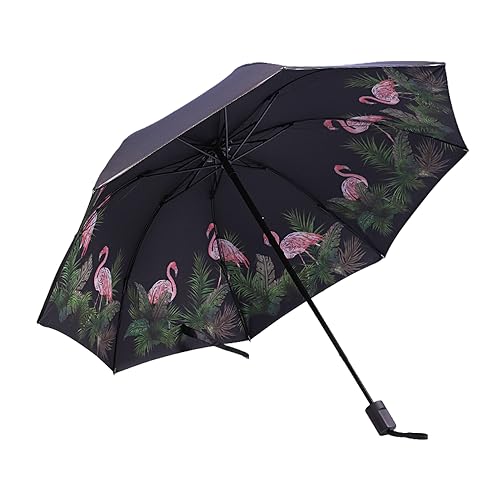 Hearda Regenschirm Sturmfest, Falt Regenschirm Groß Regenschirm Kinder Erwachsene Leicht und Kompakt Regenschirm für Reise, Im Freien, Rucksäcke (Durchmesser 100cm,Flamingo A) von Hearda