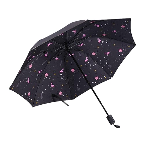 Hearda Regenschirm Sturmfest, Falt Regenschirm Groß Regenschirm Kinder Erwachsene Leicht und Kompakt Regenschirm für Reise, Im Freien, Rucksäcke (Durchmesser 100cm,Flamingo B) von Hearda