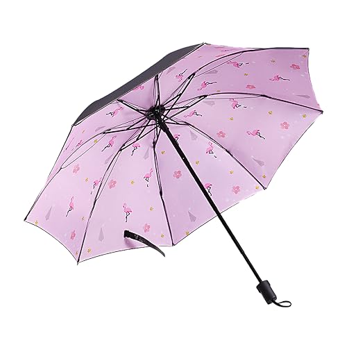 Hearda Regenschirm Sturmfest, Falt Regenschirm Groß Regenschirm Kinder Erwachsene Leicht und Kompakt Regenschirm für Reise, Im Freien, Rucksäcke (Durchmesser 100cm,Flamingo C) von Hearda