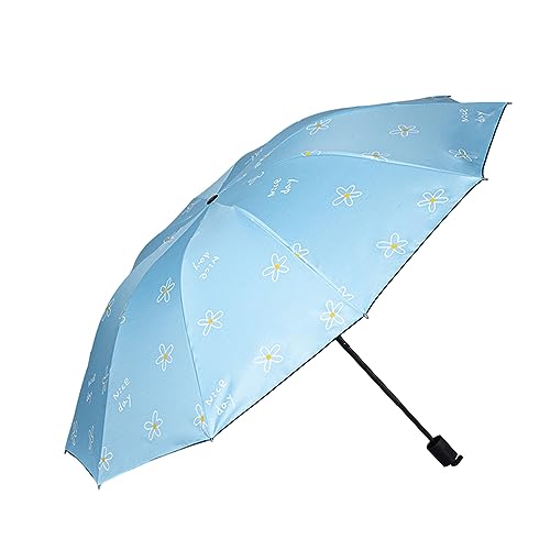 Hearda Regenschirm Sturmfest, Falt Regenschirm Groß Regenschirm Kinder Erwachsene Leicht und Kompakt Regenschirm für Reise, Im Freien, Rucksäcke (Himmelblau Weiße Blume,Durchmesser 110cm) von Hearda