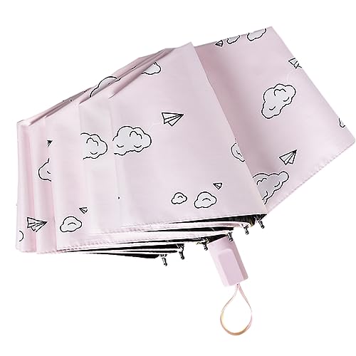 Hearda Regenschirm Sturmfest, Falt Regenschirm Groß Regenschirm Kinder Erwachsene Leicht und Kompakt Regenschirm für Reise, Im Freien, Rucksäcke (Rosa Papierhobel,Durchmesser 100cm) von Hearda