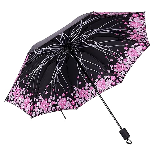 Hearda Regenschirm Sturmfest, Falt Regenschirm Groß Regenschirm Kinder Erwachsene Leicht und Kompakt Regenschirm für Reise, Im Freien, Rucksäcke (Sakura C,Durchmesser 100cm) von Hearda