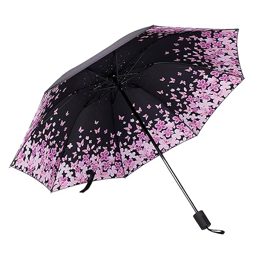 Hearda Regenschirm Sturmfest, Falt Regenschirm Groß Regenschirm Kinder Erwachsene Leicht und Kompakt Regenschirm für Reise, Im Freien, Rucksäcke (Sakura E,Durchmesser 100cm) von Hearda