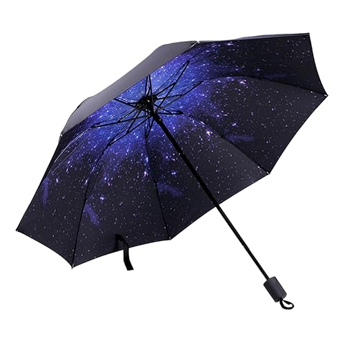 Hearda Regenschirm Sturmfest, Falt Regenschirm Groß Regenschirm Kinder Erwachsene Leicht und Kompakt Regenschirm für Reise, Im Freien, Rucksäcke (Sternenhimmel,Durchmesser 100cm) von Hearda