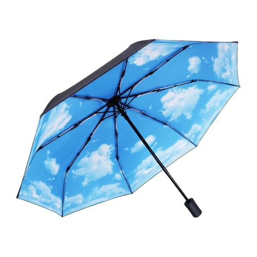 Hearda Regenschirm Sturmfest, Personalisierte Drucke Falt Regenschirm Groß Regenschirm Kinder Erwachsene Leicht und Kompakt Regenschirm für Reise, Im Freien (Blauer Himmel,Durchmesser 100cm) von Hearda