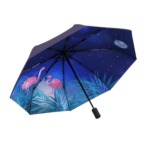 Hearda Regenschirm Sturmfest, Personalisierte Drucke Falt Regenschirm Groß Regenschirm Kinder Erwachsene Leicht und Kompakt Regenschirm für Reise, Im Freien (Flamingo,Durchmesser 100cm) von Hearda