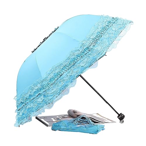 Hearda Regenschirm Sturmfest, Spitze Falt Regenschirm Groß Regenschirm Kinder Erwachsene Leicht und Kompakt Regenschirm für Im Freien, Reise, Rucksäcke (Blau,Durchmesser 96cm) von Hearda