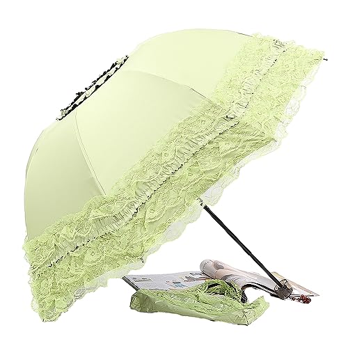 Hearda Regenschirm Sturmfest, Spitze Falt Regenschirm Groß Regenschirm Kinder Erwachsene Leicht und Kompakt Regenschirm für Im Freien, Reise, Rucksäcke (Grün,Durchmesser 96cm) von Hearda