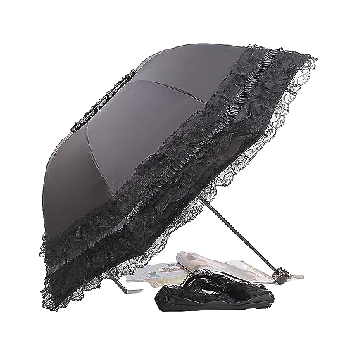 Hearda Regenschirm Sturmfest, Spitze Falt Regenschirm Groß Regenschirm Kinder Erwachsene Leicht und Kompakt Regenschirm für Im Freien, Reise, Rucksäcke (Schwarz,Durchmesser 96cm) von Hearda