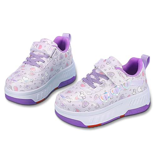 Hearda Schuhe mit Rollen für Mädchen Jungen, Kinder Rollschuhe Schuhe mit 4 Rollen Abnehmbar, Mädchen Turnschuhe 2-in-1 Rollschuhe Outdoor-Turnschuhe mit Rollen-Skateboardschuhe von Hearda
