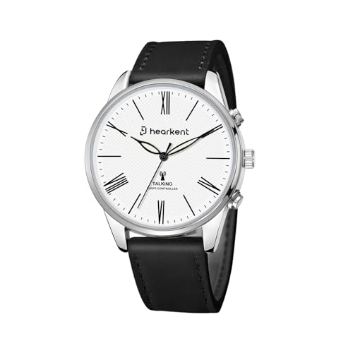 Hearkent Atomic Sprechende Armbanduhr für Herren, Funkuhr für Senioren mit französischer Stimme, Uhren mit großen Ziffern für Sehbehinderte, sprechende Uhr für Blinde, laut und klar - 2403 von Hearkent