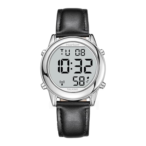 Hearkent Herren Sprechende Uhr Deutsch Ankündigung,Senioren Armbanduhr Sehbehinderte Uhren Blindenuhr,Große Digitale Funkuhr,Durchdachte Geschenke(SCHWARZ) von Hearkent