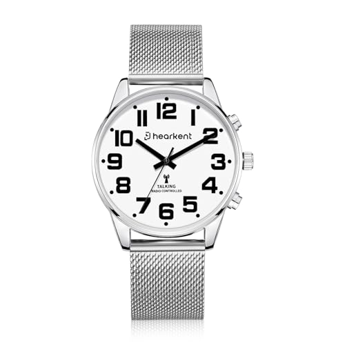 Hearkent Herren Sprechende Uhr,Deutsche Sprachansage,Große Zahlen,Selbsteinstellende Sprechende Armbanduhr,für Senioren/Blinde/Sehbehinderte Menschen,Eingebauter Alarm/Stundensignal -2309M von Hearkent