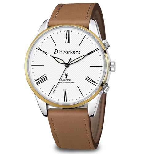 Herren Sprechende Uhr,Senioren/Blinde Armbanduhr mit Deutscher Stimme,Sprechende Uhren mit großem Zifferblatt für sehbehinderte Menschen,Laut und Deutlich,Modisch und elegant(Braun) von Hearkent