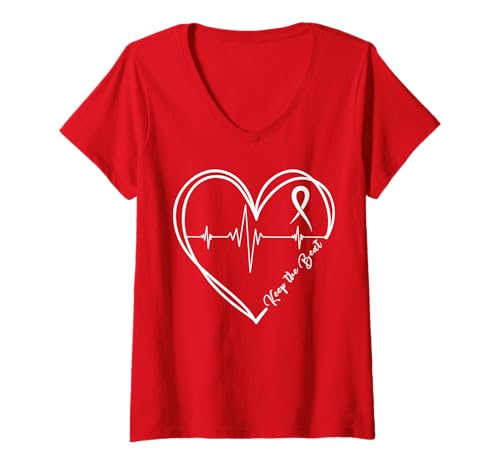 Damen Bewusstsein für Herzkrankheiten Heartbeat CHD Wear Red Heart Health T-Shirt mit V-Ausschnitt Damen Bewusstsein für Herzkrankheiten Heartbeat CHD Wear Red Heart Health T-Shirt mit V-Ausschnitt von Heart Disease Awareness HeartBeat CHD