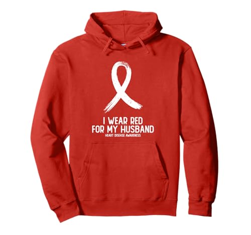 Ich trage Rot für meinen Mann Herzkrankheitsbewusstsein für Frauen Pullover Hoodie Ich trage Rot für meinen Mann Herzkrankheitsbewusstsein für Frauen Pullover Hoodie von Heart Disease Awareness We Wear Red In February