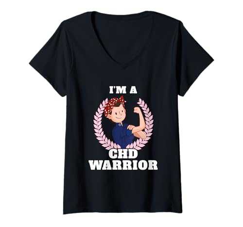 Damen Angeborener Herzfehler Krieger Bewusstsein Unterstützung Hoffnung T-Shirt mit V-Ausschnitt Damen Angeborener Herzfehler Krieger Bewusstsein Unterstützung Hoffnung T-Shirt mit V-Ausschnitt von Heart Disease Fighter Survivor