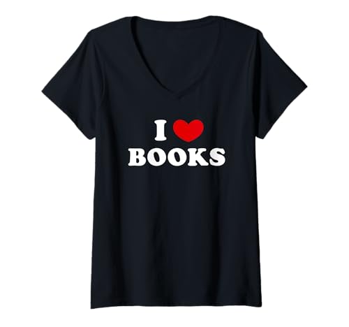 Damen Ich liebe Bücher, ich liebe Bücher T-Shirt mit V-Ausschnitt Damen Ich liebe Bücher, ich liebe Bücher T-Shirt mit V-Ausschnitt von Heart For Books
