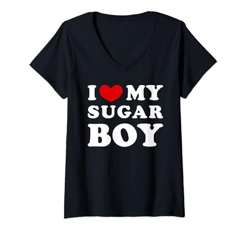 I Love My Sugar Boy, Ich Liebe Meinen Zuckerjungen T-Shirt mit V-Ausschnitt I Love My Sugar Boy, Ich Liebe Meinen Zuckerjungen T-Shirt mit V-Ausschnitt von Heart For My Sugar Boy