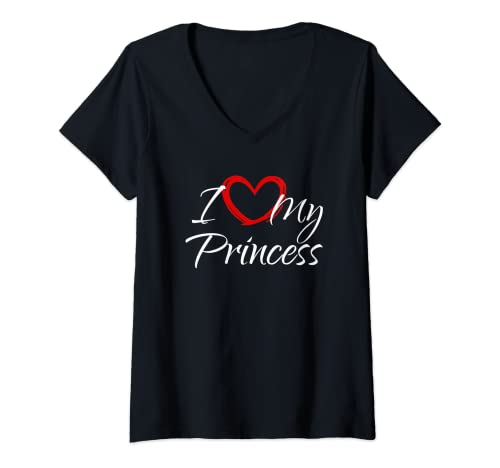 Damen I Love My Princess, Ich liebe meine Prinzessin T-Shirt mit V-Ausschnitt Damen I Love My Princess, Ich liebe meine Prinzessin T-Shirt mit V-Ausschnitt von Heart My Princess Gift