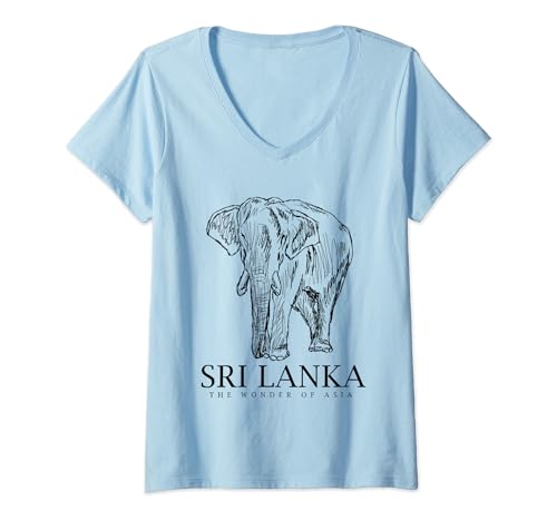 Damen Sri Lanka Elephant Lover Ceylon-Wunder Asiens T-Shirt mit V-Ausschnitt Damen Sri Lanka Elephant Lover Ceylon-Wunder Asiens T-Shirt mit V-Ausschnitt von Heart Sri Lanka