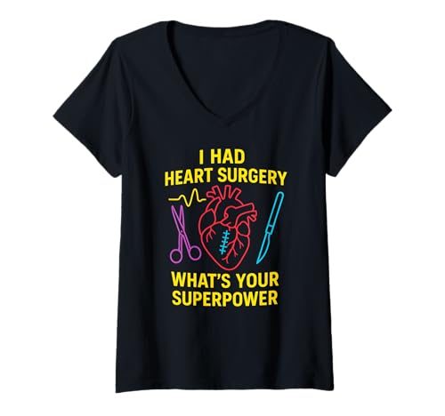 Damen Heart Surgery Whats Your Superpower Fun Herren Chirurgie Patient T-Shirt mit V-Ausschnitt von Heart Surgery Patient Recover Get Well Apparel
