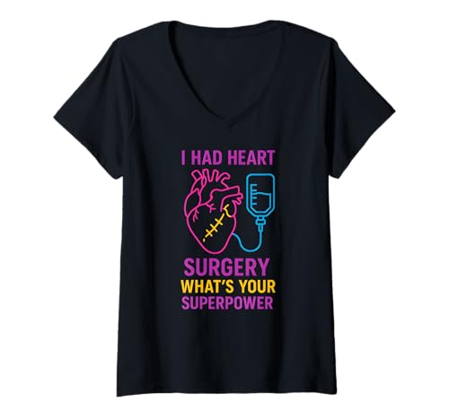 Damen Heart Surgery Whats Your Superpower Fun Herren Chirurgie Patient T-Shirt mit V-Ausschnitt von Heart Surgery Patient Recover Get Well Apparel