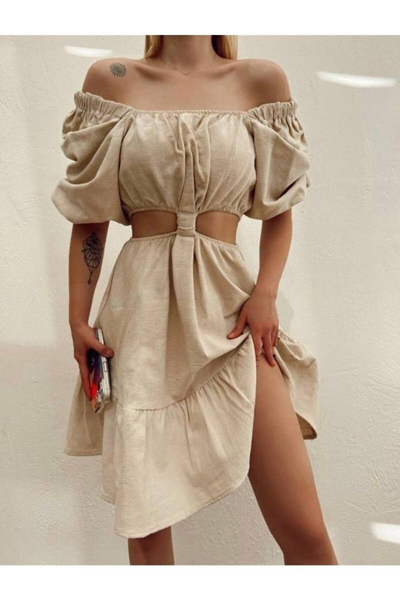 Goddess Kleid Aus Bio-Baumwolle - Strandkleid Abendkleid Vintage Beiges Sommerkleid Schulterfreies Boho von HeartEarthCraft