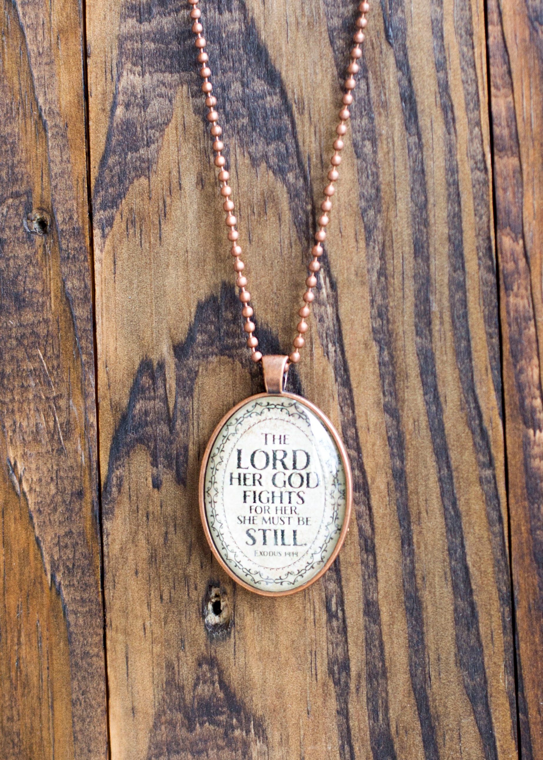 Exodus 1414 "Der Herr Ihr Gott, Der Für Sie Kämpft, Soll Still Sein." Schrift Halskette Exodus 1414 "Der Herr Ihr Gott, Der Für Sie Kämpft, Soll Still Sein." Schrift Halskette von HeartFindings