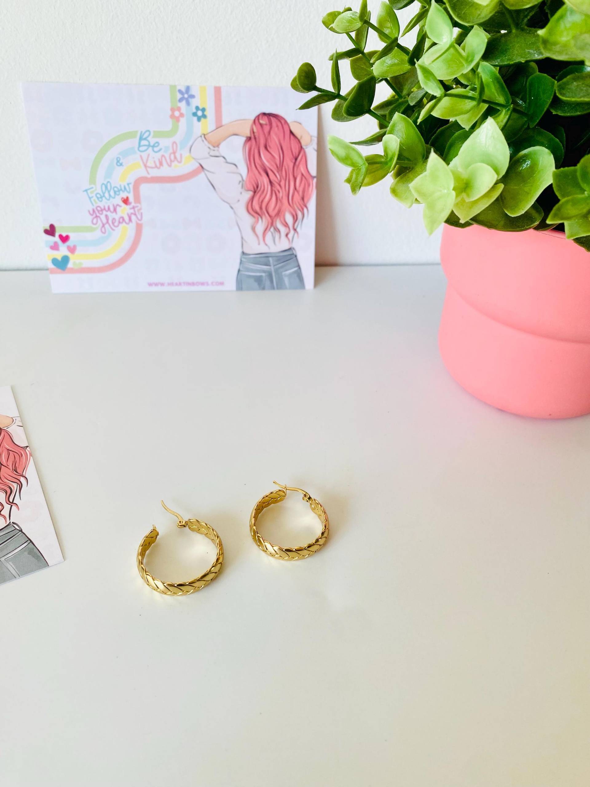 Blatt Hoop Ohrringe, Edelstahl Damen Creolen, Geschenkideen Für Frauen, Geschenke Sie von HeartInBowsSilver