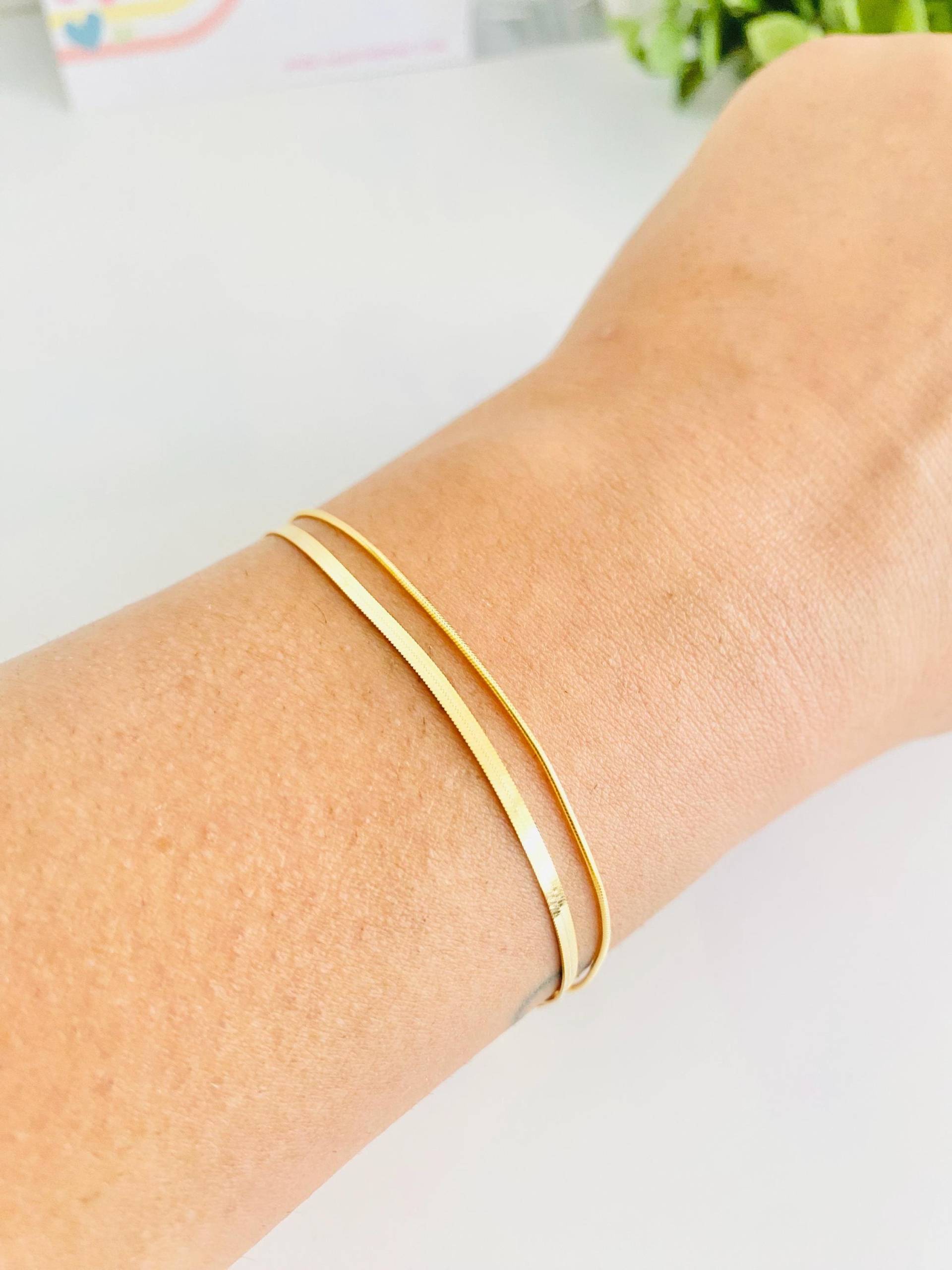 Doppelschicht Armband, Gold Und Silber, Kettenarmband, 925 Armband Für Frauen, Damen, 18K Vergoldet, Geschenke Sie von HeartInBowsSilver