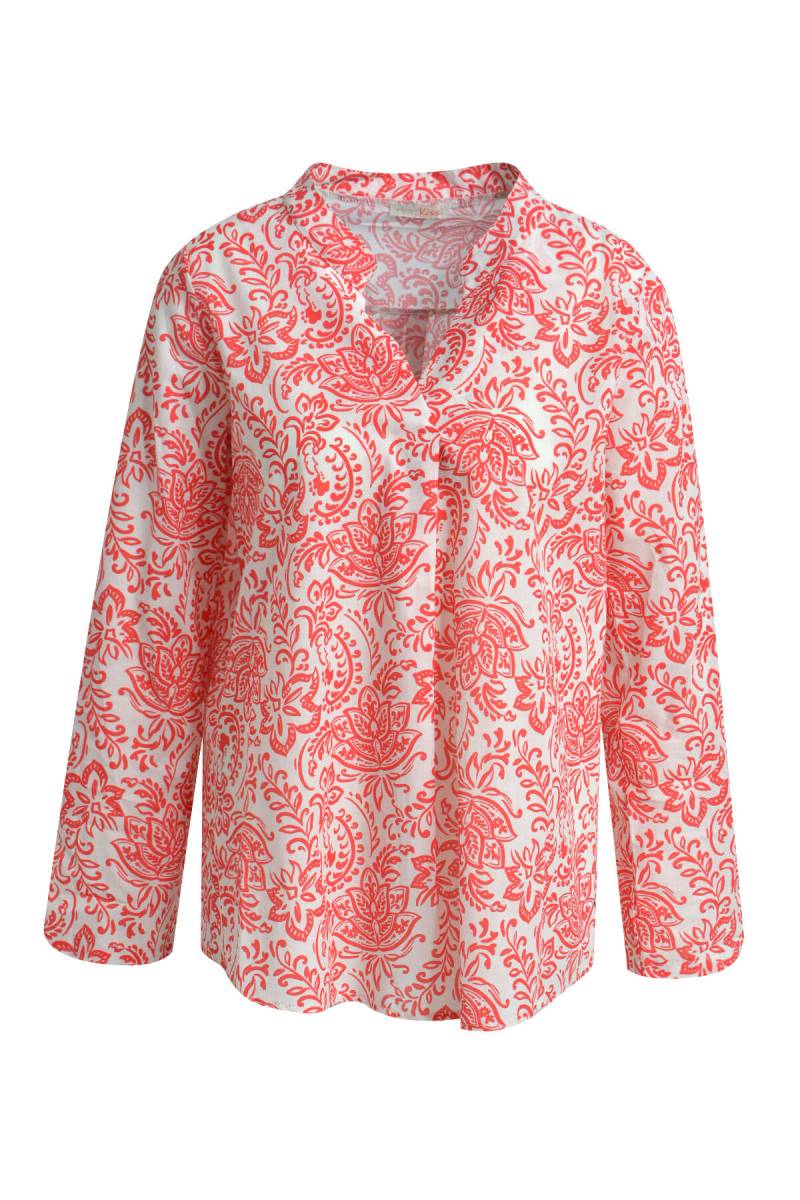 HeartKiss - Blouse V-Neck 3/4 Sleeves Red-White Print red print - Gr. - M von HeartKiss